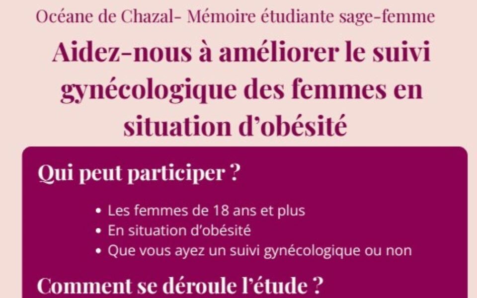 Etude autour du suivi gynécologique des femmes en situation d’obésité – recherche de volontaires