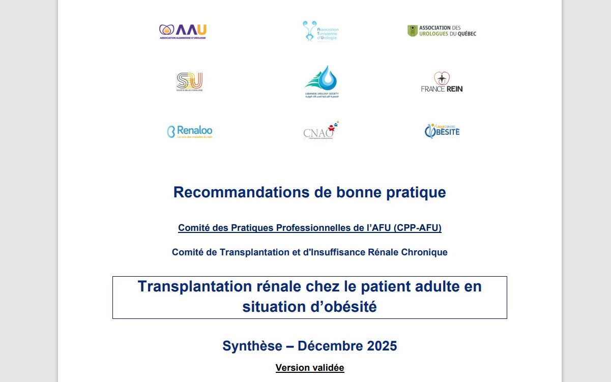 Recommandation de bonne pratique « Transplantation rénale chez le patient adulte en situation d’obésité » – Décembre 2025
